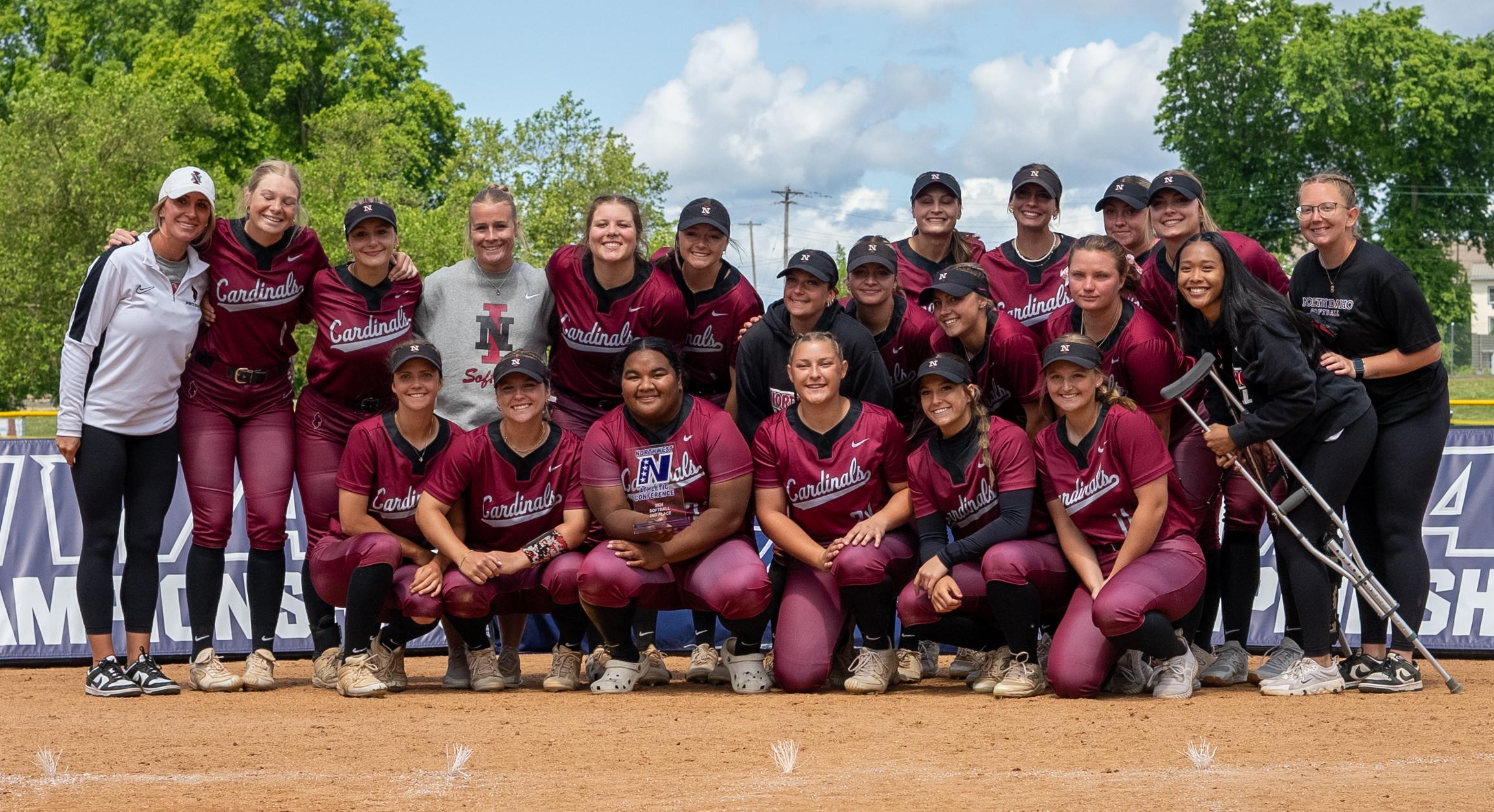 The North Idaho College softball team finished runner-up in the Northwest Athletic Conference Championships at Delta Park in Portland on Sunday. IN the back row, from left are head coach Shay Chapman, Faith Nichols, Sophia Solberg, Madelynne Hommel, Corine Doran, Emily Schulhauser, Kennedy Hobson, Delaney Gosch, Karaline Pfeifer, Tayler Thomas, Brooklyn Wullenwaber, Summer Makinster, Jaylyn Christensen, Kaylee Vieira, Haydyn Yanaguchi and assistant coach Megan Carver. In the front row are Karli Kostoff, Hayden Rockwell, Kani Korok, Kristine Schmidt, Hailey Hillman and Kennedy Jewell.