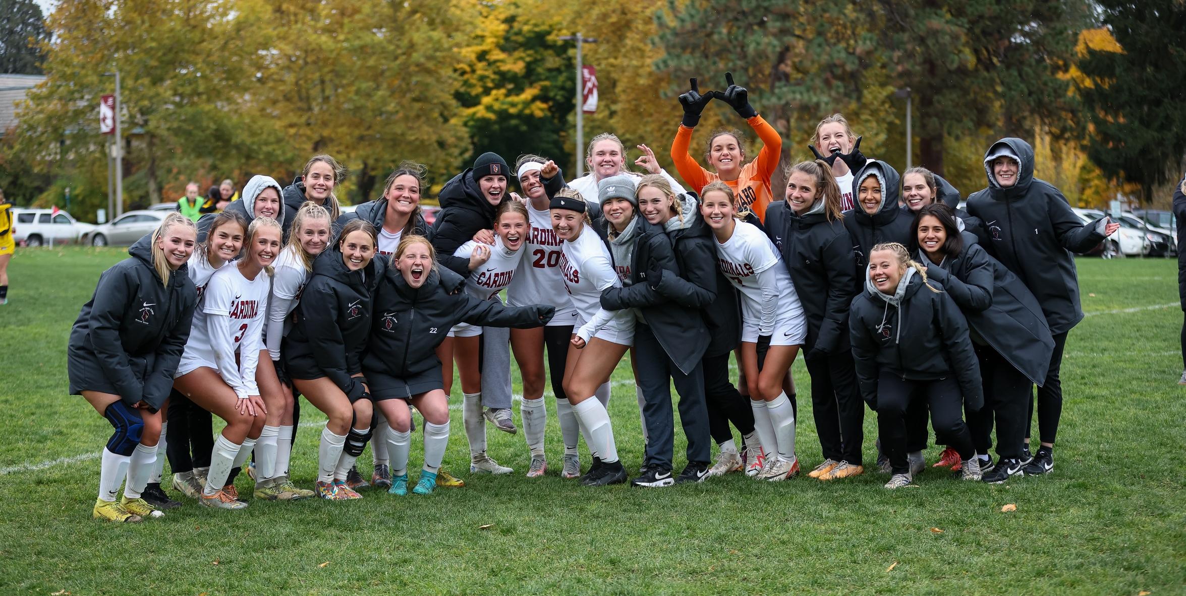 Women's soccer team after final home game of the season Oct. 25, 2023