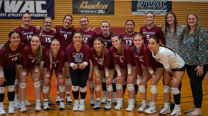 The North Idaho College volleyball team finished runner-up in the Northwest Athletic Conference Tournament on Sunday at Pierce College in Lakewood, Wash. In the back row, from left are Madilyn Harper, Lily Leidenfrost, Rylee Hartwig, Gracie Keisel, Abigail Beaton, Karolyne Wolfgramm, Rachael Stacey, assistant coach Melissa Fleshman and head coach Brittany Tilleman. In the front are Amelia Kinikini, Anna Ellingboe, Brooklyn Minden, Jessica Stires, Allie Hone, Hailey Hillman, Morgan Claus and Omayra Valle.